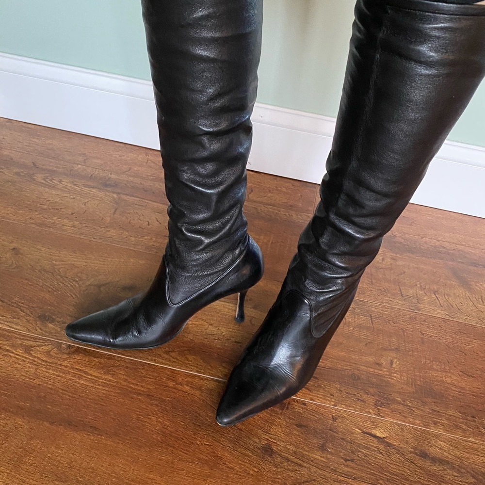 Manolo Blahnik Knee High Leather boot